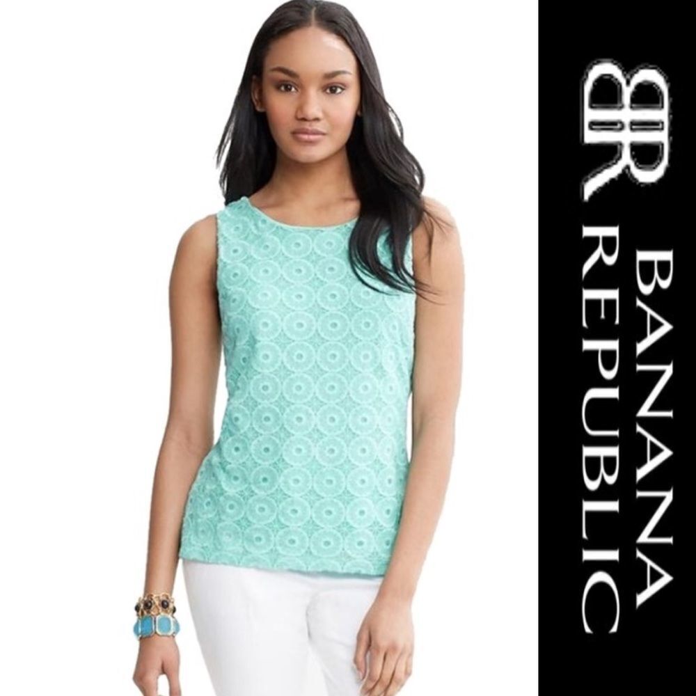 Banana Republic Fresh Mint Crochet Lace Sleeveless Top